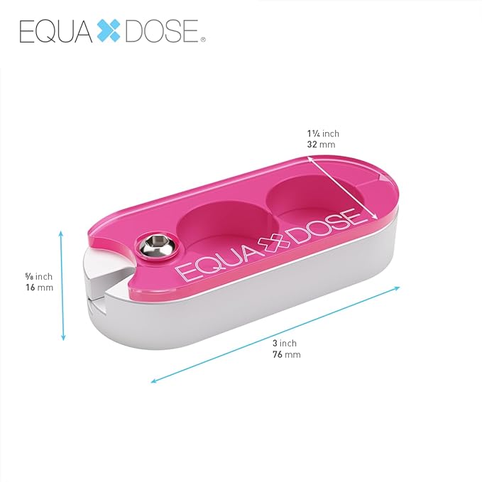 EQUADOSE Pill Splitter with Precision Aluminum Blades, Safely and Cleanly Cuts Small and Large Tablets, Vitamins, and Pills, Easy Tablet Divider for Accurate Medication Dosing, Pink