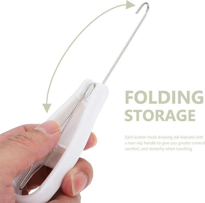 2pcs Button Hook and Zipper Pulling Tool Set, Convenient Manual Dressing Aid for Clothes Buttoning and Zipper Assistance, Suitable for Elderly and Mobility Support