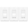 3 Pack Dimmer Light Switch for Dimmable LED Light, Single Pole/3-Way,No Neutral Wire Required,Work with LED/CFL (300W Max) & Halogen/Incandescent (600W Max) Bulbs, UL Listed, White