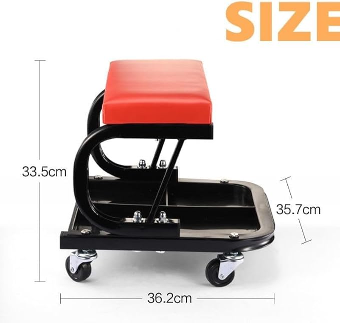 Mechanics Roller Seat, 300 LBS Capacity Rolling Creeper Garage Padded Rolling Workshop Stool with Tool Tray Storage Creeper Seat Mechanic Stool with Wheels Creepers Automotive