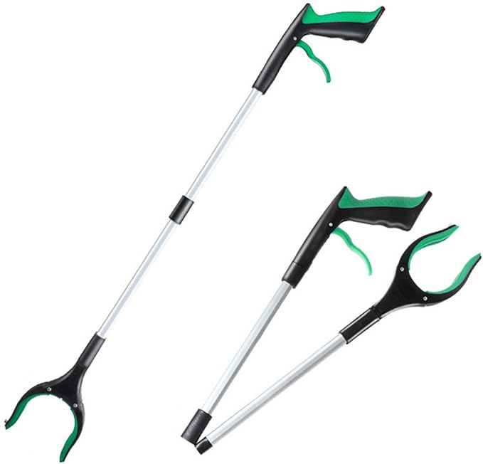 2Pcs Grabber Reacher Tool - 32" Folding Pick up Tool - 360° Rotating Anti-Slip Jaw Grabber Tool for Elderly - Lightweight Trash Picker Rubbish Collector,Green