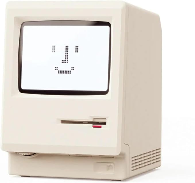 ANTPO Maclock WB-8 Retro Pixel Alarm Clock, 1984 80s Computer Style Electronic Digital Clock with LCD Display, USB Desk Clock for Bedroom, Multiple Alarms, Calendar, Temperature, Adjustable Brightness