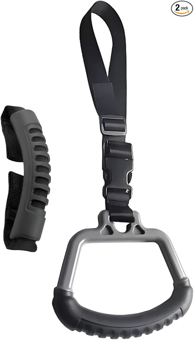 2-in-1 Car Assist Handle Kit | Mobility Aids for Getting Out of Car，Adjustable Overhead & Backseat Assist Bar with Soft Rubber Grip for Added Support Entering and Exiting Vehicle(2, Black)