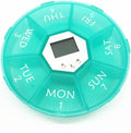 Mikinona Compartment Electronic Alarm Clock Medicine Reminder Box with See-Through Lids Daily Alarms Portable Weekly Pill Organizer for Patients Green English Edition