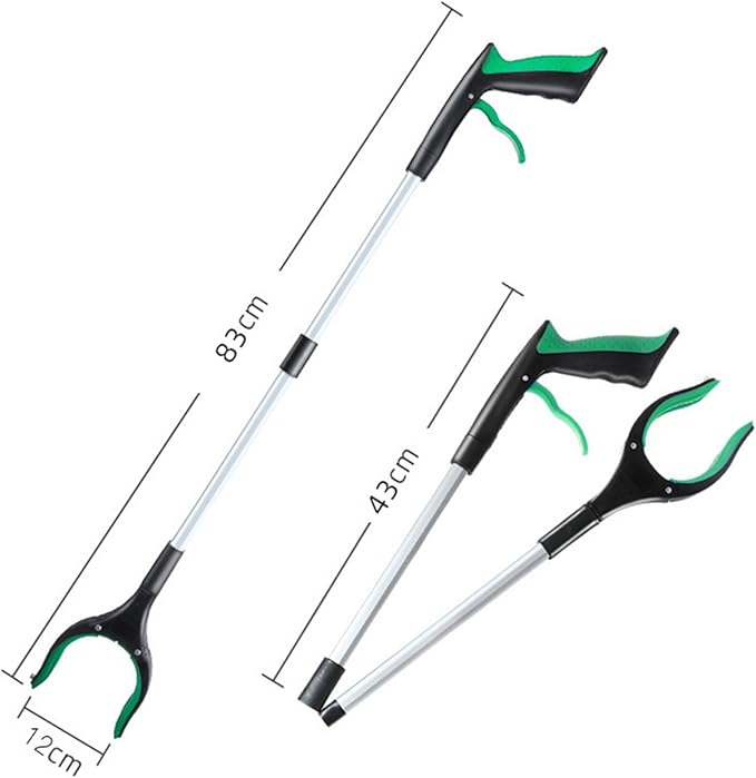 2Pcs Grabber Reacher Tool - 32" Folding Pick up Tool - 360° Rotating Anti-Slip Jaw Grabber Tool for Elderly - Lightweight Trash Picker Rubbish Collector,Green