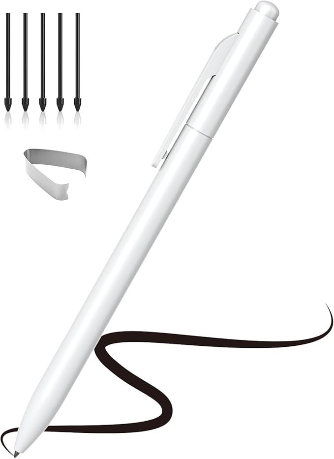 Ciscle EMR Stylus Compatible with Remarkable 2, Replacement Digital Pen with Eraser, 4096 Pressure Levels, Palm Rejection, Tilt Support (5 Pen Tips White)