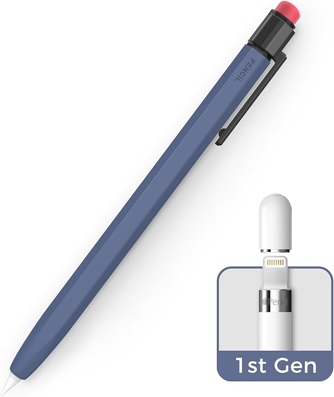 TRONWIN Apple Pencil 1st Generation Case, Silicone Pencil Sleeve Cover Perfect Grip Skin Classic Design with Sturdy Clip Compatible with Apple Pencil 1st gen for ipad (Midnight Blue)