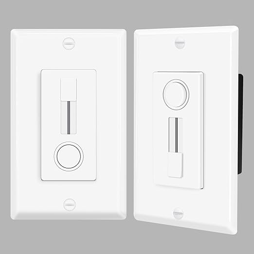 2 Pack Single Pole LED Dimmer Switch, No Neutral Wire Required, Slide Dimmer Light Switch for 150W LED/CFL, 600W Incandescent/Halogen, ETL Listed, White