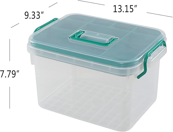 Vcansay Plastic Family First Aid Box with Double Layer and Handle, Emergency Medicine Box, Clear Container for Home, Car, Office, Travel & Outdoor Sports