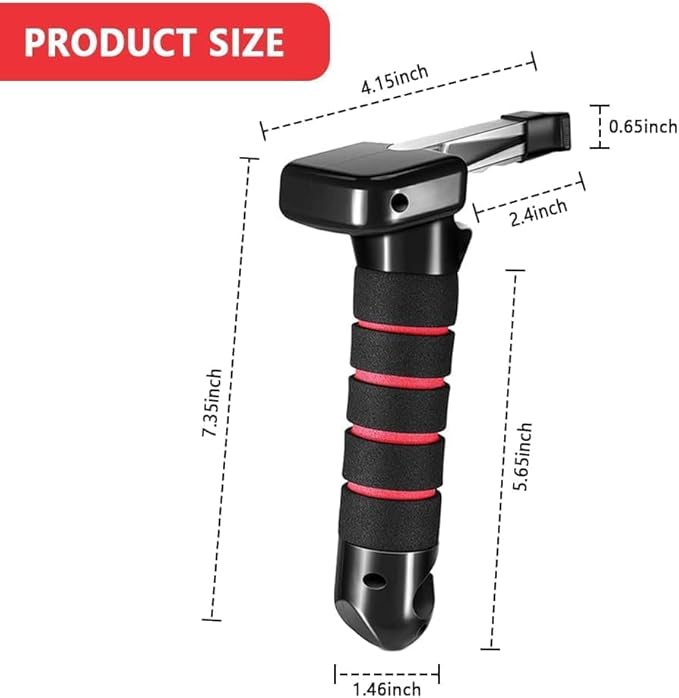 3 in 1 Vehicle Support Handles, Elderly Portable Automotive Door Assist Handle, Seatbelt Cutter and Window Breaker for Elderly and Handicapped (Red Handles *2)