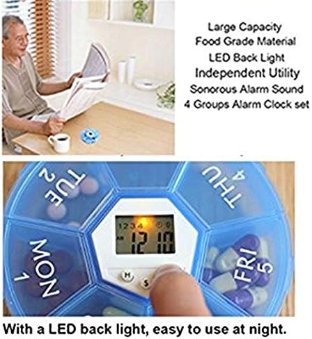 2PCS 7 Days Digital Pill Organizer with Alarm Reminder Weekly Pill Box Medicine Storage Box (Blue)