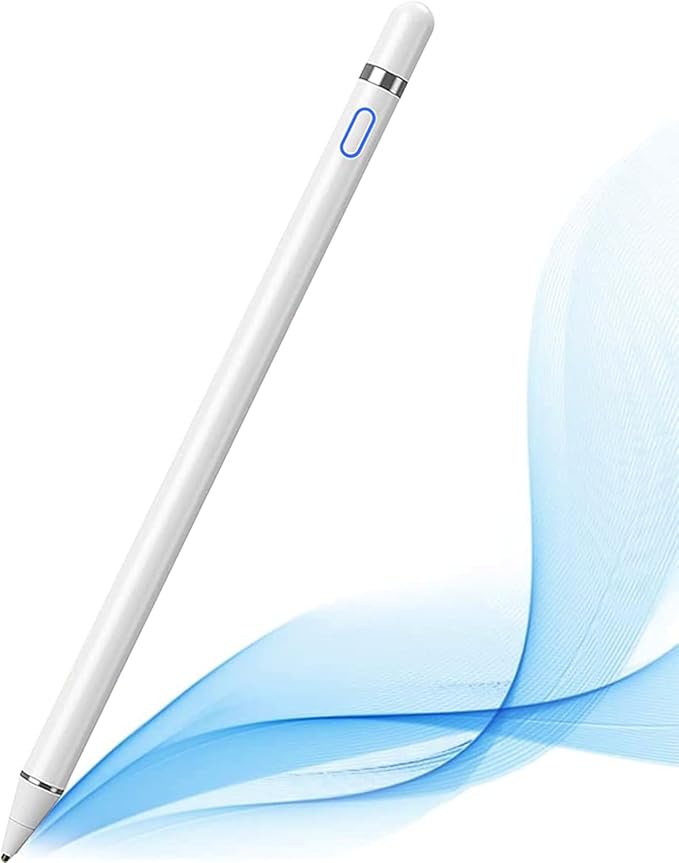 DOGAIN Active Digital Stylus Pen for Touchscreen, Stylus Pencil for Apple iPad mini/Pro/Air, Samsung, iPhone, Android and Most Phone & Tablet, 1.5mm Fine Point Rechargeable Pens - White