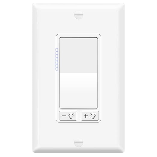 1 Pack Dimmer Light Switch for Dimmable LED Light, Single Pole/3-Way,No Neutral Wire Required,Work with LED/CFL (300W Max) & Halogen/Incandescent (600W Max) Bulbs, UL Listed