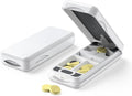 JEINAPA Pill Cutter with Auto Centering Device, Plastic Pill Splitter with 316L Stainless Blade, Genuine Leather Case, Professional Pill Splitter for Cutting Small Pills or Large Pills, White
