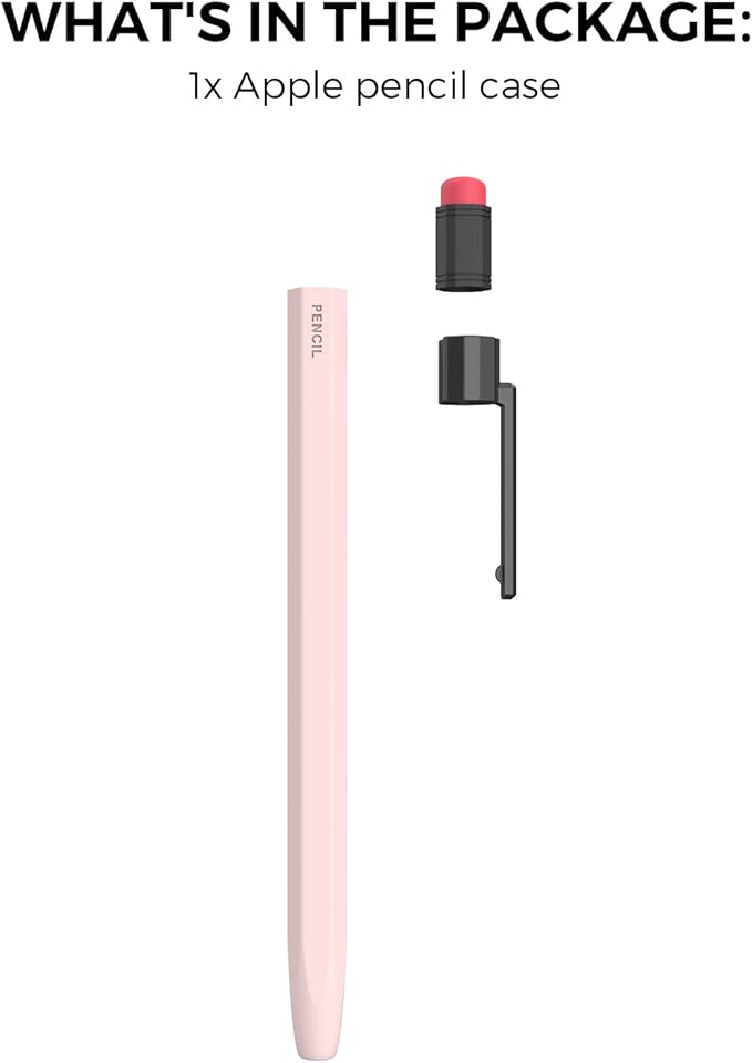 TRONWIN Apple Pencil 1st Generation Case, Silicone Pencil Sleeve Cover Perfect Grip Skin Classic Design with Sturdy Clip Compatible with Apple Pencil 1st gen for ipad (Pink)