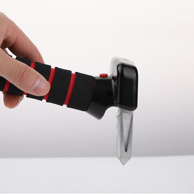 1 Pcs Car Armrest Safety Hammer for Mazda Mazda3 2025,Multi-Function Door Handle (Senior-Friendly) Home Rescue Device Auto Cane Handles Vehicle Emergency Escape Tool,Red + Light