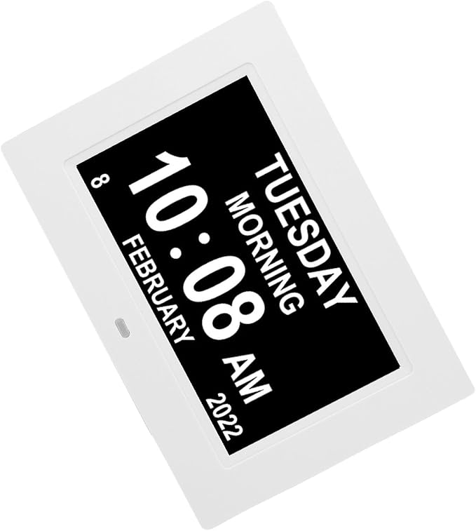Hilitand Digital Day Calendar Clock, 7 Inch Extra Large Display with 12 Custom Reminders Auto Dimming Brightness, Dementia Clock for Seniors Elderly (US Plug)
