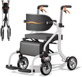 2-in-1 Walker and Transport Wheelchair Combo, Lightweight Foldable Mobility Rollator Chair for Seniors, Pre-Assembled 17 lbs Travel Chair with 8" All-Terrain Wheels, Support 330 lbs