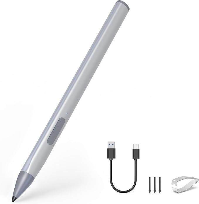 Stylus Pen for ASUS Transformer/Mini/ASUS Zenbook Flip/Pro/ASUS Vivobook Flip/Pro/Duo/ASUS Notebook, Rechargeable MPP 2.0 Tilt Pen with 4096 Pressure Sensitivity, Triangular Pen Body Design, Silver