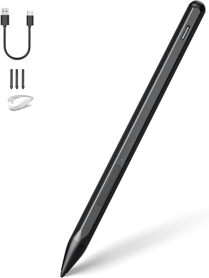 Stylus Pen for HP Envy X360 Pavilion X360 Specter X360 Spectre X2 Envy X2 Rechargeable MPP 2.0 Tilt Active Pen with 4096 Pressure Sensitivity, Palm Rejection, Tpye-c Charge, Black