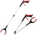 2Pcs Grabber Reacher Tool - 32" Folding Pick up Tool - 360° Rotating Anti-Slip Jaw Grabber Tool for Elderly - Lightweight Trash Picker Rubbish Collector,Red