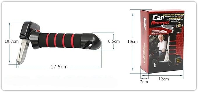 1 Pcs Car Armrest Safety Hammer for Tesla Model 3 Highland 2024,Multi-Function Door Handle (Senior-Friendly) Home Rescue Device Auto Cane Handles Vehicle Emergency Escape Tool,Red + Light