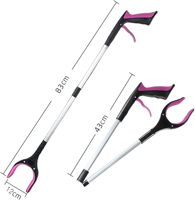 2Pcs Grabber Reacher Tool - 32" Folding Pick up Tool - 360° Rotating Anti-Slip Jaw Grabber Tool for Elderly - Lightweight Trash Picker Rubbish Collector,Purple