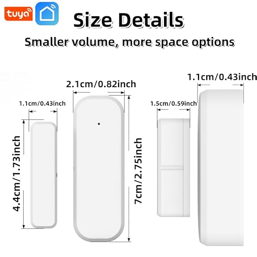 1-Pack Smart Door and Window Sensor, 2.4G WiFi Door Sensor, Tuya/Smart Life Contact Sensors for Home Security & Smart Home Automation, Compatible with Alexa Google Assistant