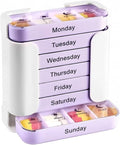 7-Day Medication Organizer - for Effortless Health Management: Stackable Weekly Pill Organizer with 7(Days) × 4(Morning/Noon/Evening/Night) Compartments | Travel-Friendly Home Supply (MixPurple)