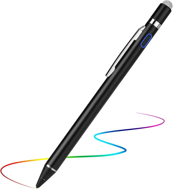 Stylus Pen for iPhone 16/15/14/13 Pro Max, Digital Pencil with 1.5mm Ultra Fine Tip with High Precision, 2-in-1 Fabric Magnetic Cap Pen Good for Drawing and Writing, Black