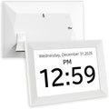 Santek] Large Digital Clock for Seniors - Easy-to-Read Display with Date & Time, Touch Screen, Loud Alarm - Wi-Fi Photo Frame with Weather & Calendar, Adjustable Brightness (White, 10.1")