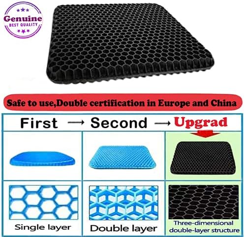 2023The Newest Gel Seat Cushion,with Non-Slip Cover,Help in Relieving Back Pain & Sciatica Pain,Seat Cushion for The Car,Office,Wheelchair&Chair (Black)