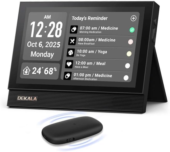 Dekala ClearTime 10.1" Large Display Digital Alarm Clock for Seniors — WiFi, Medication Reminder, Weather Display