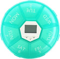 7-Compartment Electronic Alarm Pill Box, Portable Medication Reminder Organizer for Patients, Green Weekly Pill Container with Timer for Daily Medicine Management