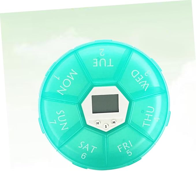 Compartments Electronic Pill Box with Built Alarm Clock Weekly Medication Organizer for Patients Portable Transparent Medicine Dispenser Case with Daily Reminders Green
