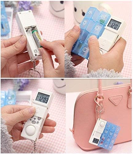 7 Days Weekly Digital Pill Organizer,28 Compartments Pill Box Medicine Case with 4 Timer Alarm Reminder and Luminous LCD Back-Light (Blue)