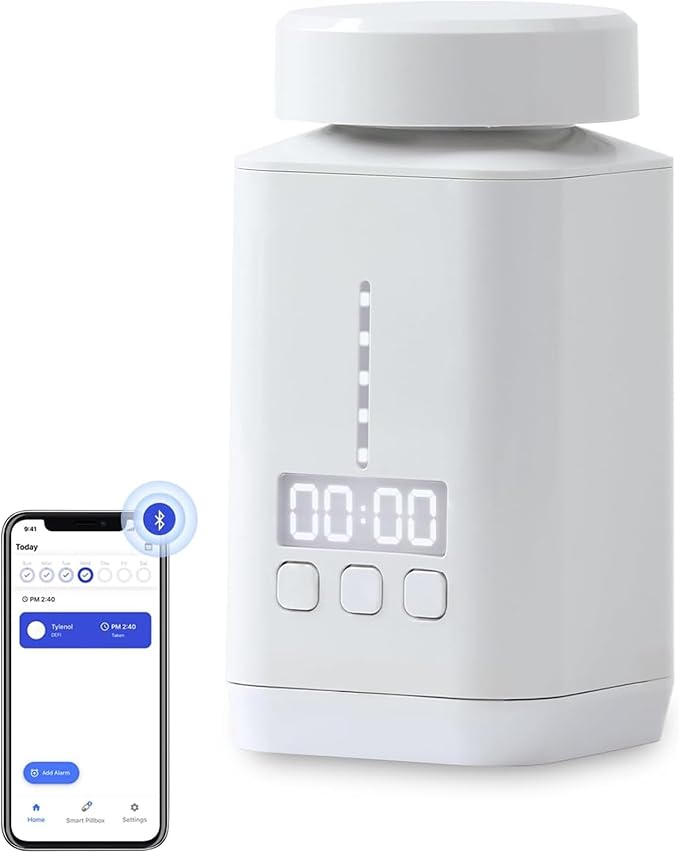 DEFI Smart Bluetooth Pill Organizer Travel Medication Daily Pill Case Sound Light Reminder
