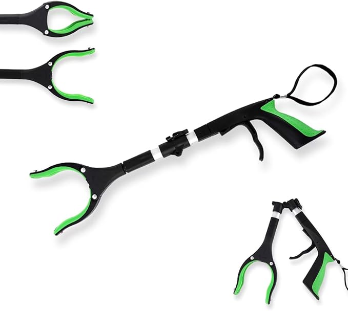 3 PCS 19/32/43'' Foldable Lightweight Pickup Stick, Heavy Duty Strong Grip Magnetic Tip Trash Picker, Rotating Claw Reacher Grabber Tools for Gravida Elderly Wheelchair Handicap Reaching Mobility Aids