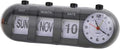 Flip Clock, Manual Jump Desktop Clocks with Date Retro Table Clock Non Ticking Calendar Alarm Clocks, Month, Day of Week Display(Black)