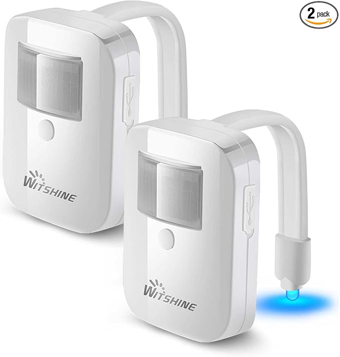 2 Pack Rechargeable Toilet Night Lights with 16-Color Motion Detection - Novelty Bathroom Bowl Light - Cool Funny Birthday Gag Stocking Stuffer Gadget Gifts for Adult Kids Men Father Dad Boys Toddlers