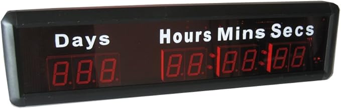AZOOU 1-inch 9Digits LED Event Timer Countdown/up Clock with Days Hours Mins Secs Max Up to 1000 Days Red Color