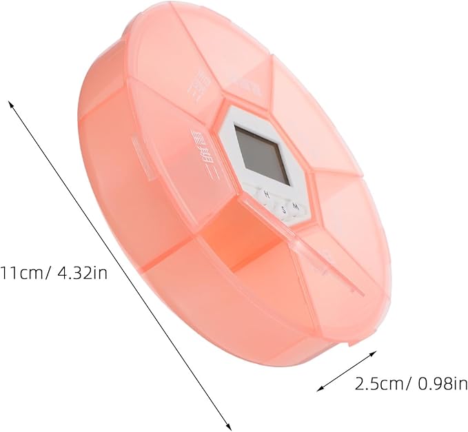 2pcs Weekly Pill Organizer: Smart Medication Box with Alarm Reminder - 7 Day 4 Time Compact Round Travel Pill Case for Purse