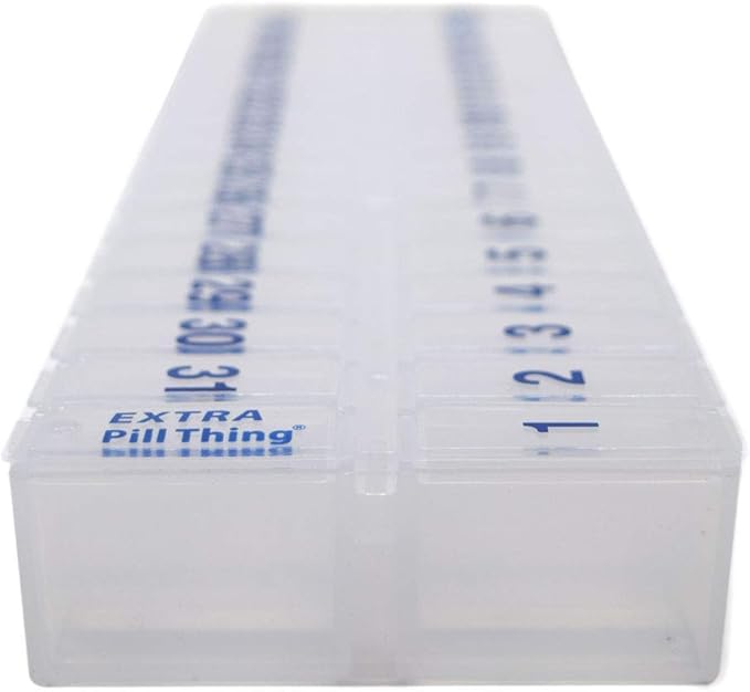31 Day Once-a Day Monthly Pill Planner Organizer w/Removable Lid for Easy Loading - Large Compartment Pill Box Stores Medications for Entire Month (Clear - 2 Pack)