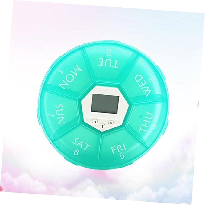Compartments Electronic Pill Box with Built Alarm Clock Weekly Medication Organizer for Patients Portable Transparent Medicine Dispenser Case with Daily Reminders Green