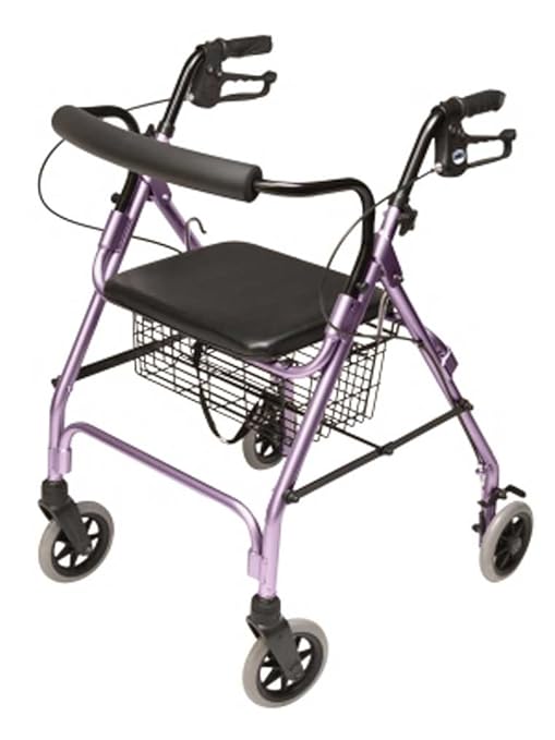 Lumex Walkabout Lite Rollator – Lightweight 14.5 lb. Rolling Walker with Seat for Seniors, Lavender