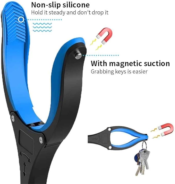 2-Pack Grabber Reacher Tool,32-Inch (81.3 cm) Foldable Reacher Grabber Pickup Tool with 360° Rotating Jaw & Magnet, Trash Grabber, Lightweight Trash Grabber（Blue）