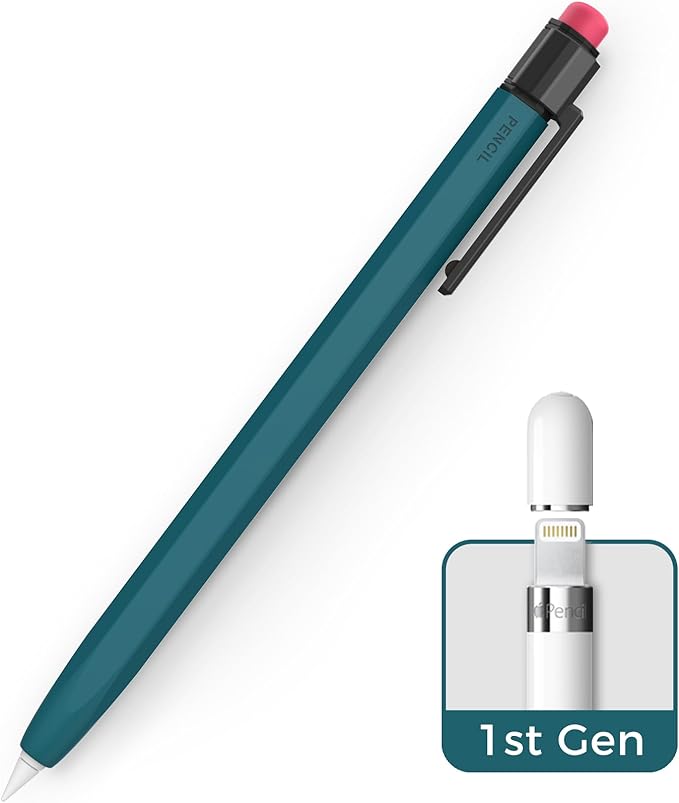 TRONWIN Apple Pencil 1st Generation Case, Silicone Pencil Sleeve Cover Perfect Grip Skin Classic Design with Sturdy Clip Compatible with Apple Pencil 1st gen for ipad (Deep Green)