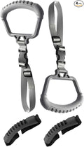 2-in-1 Car Assist Handle Kit | Adjustable Overhead & Backseat Grab Bar with Soft Rubber Grip for Added Support Entering and Exiting Vehicle (4, Grey)