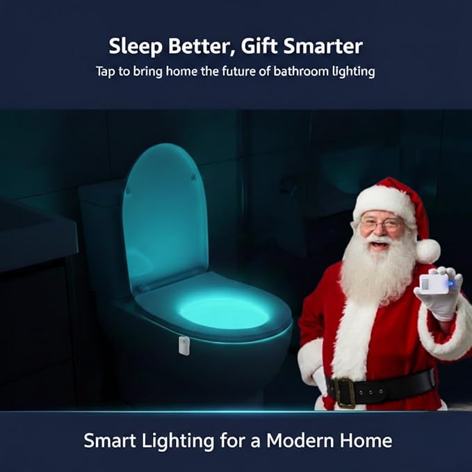3 Pack Rechargeable Toilet Night Light with Motion Activated Sensor, 16 Colors LED Nightlight Inside Bowl, Cool Stuff for Bathroom Accessories, Unique & Funny Gadgets for Men/Kids Birthday Gift 2025