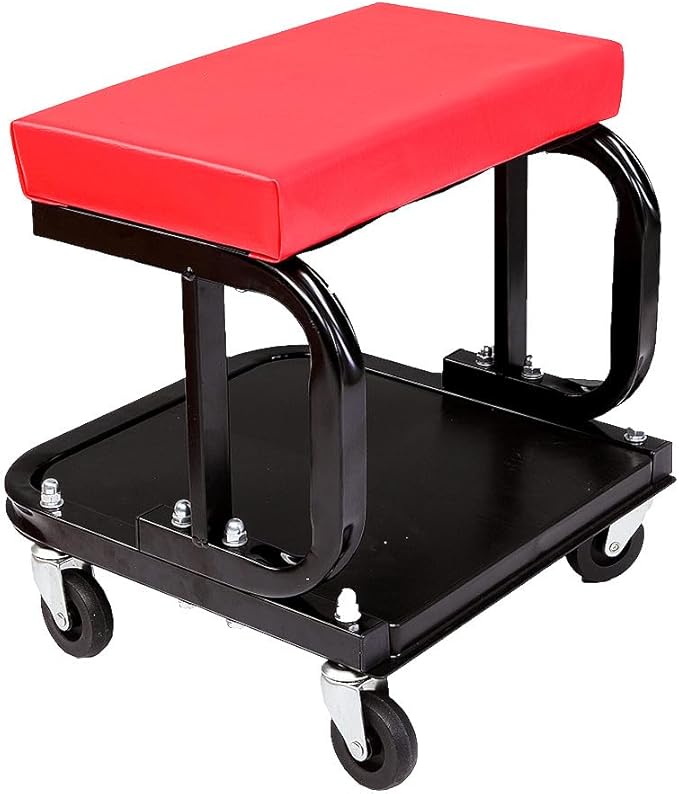 Mechanics Roller Seat, 300 LBS Capacity Rolling Creeper Garage Padded Rolling Workshop Stool with Tool Tray Storage Creeper Seat Mechanic Stool with Wheels Creepers Automotive